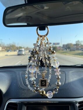 Multi-Strand Gray & Gold Beaded Bracelet with Sparkle Charm